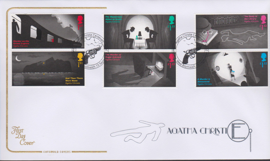 2016 - Agatha Christie, COTSWOLD First Day Cover, Gun Lane West Bromwich Postmark